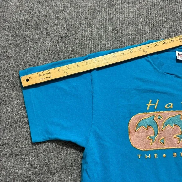Hawaii The Big Island Dolphin T-Shirt Mens Size XL Blue Pre Shrunk Short Sleeve - Picture 4 of 8